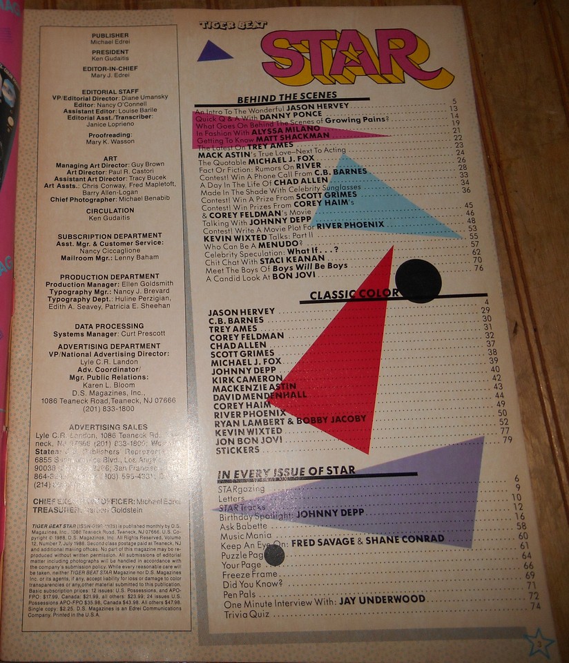 Tiger Beat Star Magazine July 1988 asis shape River Phoenix Corey Haim