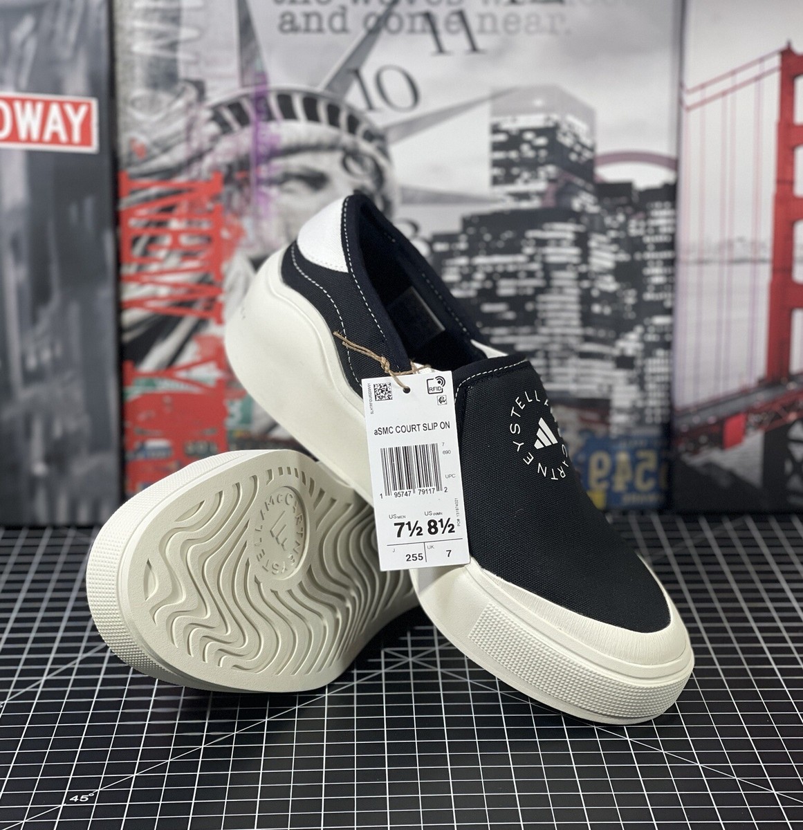 NEW aSMC adidas by Stella McCartney Court Slip On Shoe HP2772 Size 8.5 adidas by Stella McCartney Court Slip-On Shoes - Black  main image 4