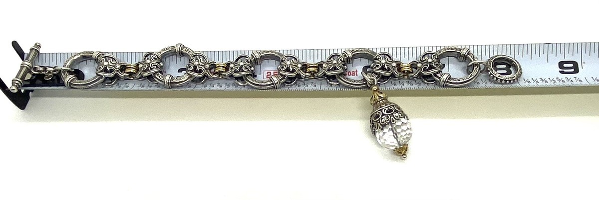 Konstantino Sterling Silver 18K. Gold Charm Bracelet. 8”. 52.6g
