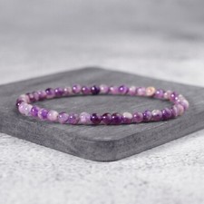 Natural Chevron Dream Amethyst Beaded Crystal Healing Energy Stretch Bracelet