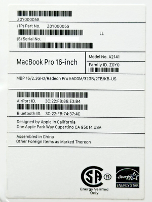 MINT 2019 Apple MacBook Pro 16