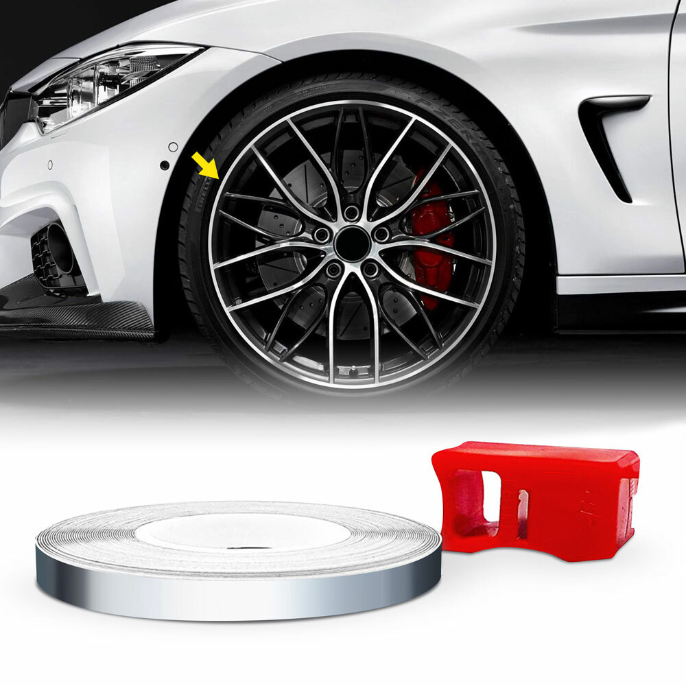 Wheel Trim Stripe Racing Cromo 5 mm x 6 mt con Applicatore
