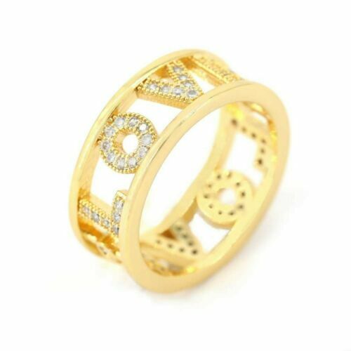 Solid 10k Yellow Gold Love Script Ring - High Polish Statement Ring, Size 9.5 - View #10