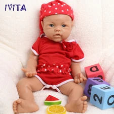 IVITA 17'' Full Silicone Baby Doll Girl Brown Reborn Baby Doll Silicone Infant