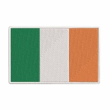 Ireland Flag Embroidered Applique Iron-On or Hook Loop Patch 3" x 2"