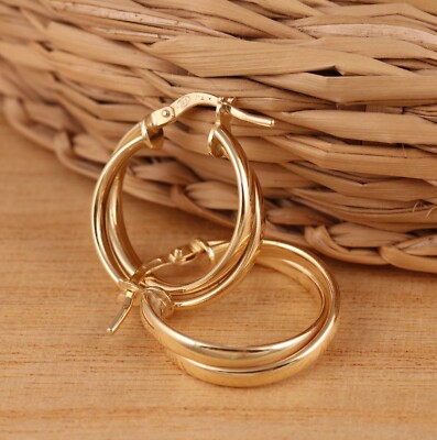 Gelbgold vergoldet auf 925 Sterling Silber schlichte Double Huggie Creolen Box