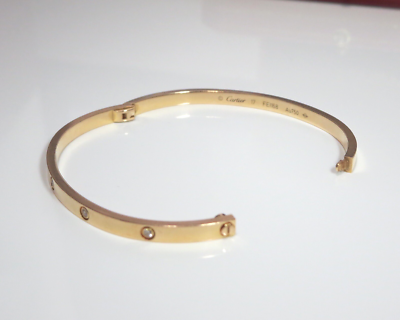 Cartier 18k Rose Gold Love Bracelet 10 Diamond Size 17 Small Model
