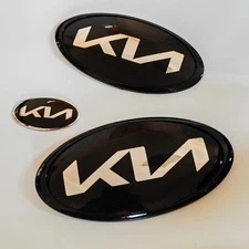 3X Black Car KN Front Rear Badge Steering Wheel Emblem Sticker for SORENTO 2017