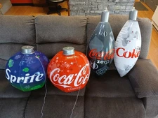 Lot of 4 Large Coke Diet Coke Coke Zero Sprite Inflatable Christmas Ornaments