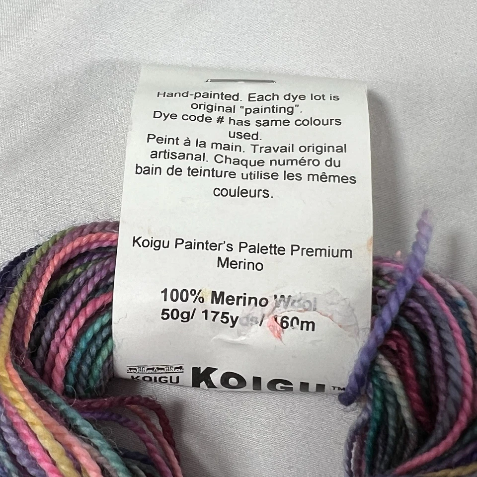 Шерстяная пряжа мериноса Koigu KPPPM лот из 2 мотков 102 г 357 ярдов с ручной росписью 151/23 - Изображение 4 из 4