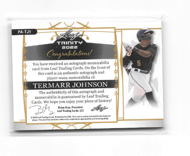 Termarr Johnson  2022 Leaf Trinity Patch Auto  46/50 view 2