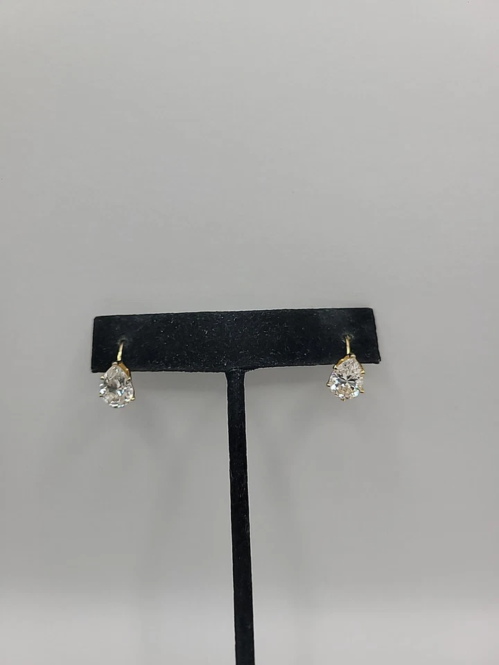 Pendientes elegantes cristal transparente noche nupcial tono lágrima circonita cúbica con cierre de palanca Foto 3 de 4