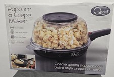 2-in-1 Popcorn & Crepe Maker 8" Non-Stick Hot Plate Quest Electric Snack Machine