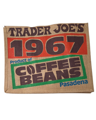 Trader Joe's Coffee Beans 1967 Burlap Jute Pasadena Reusable Tote Bag NEW