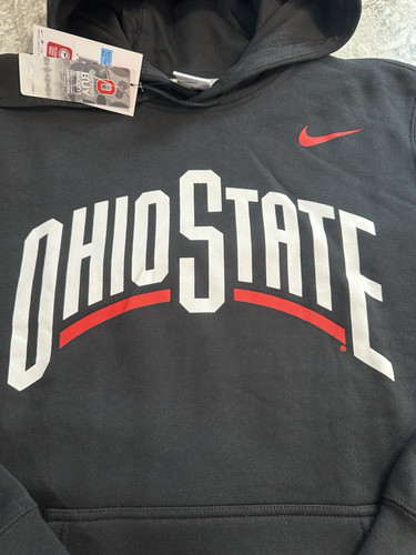 NWT Men’s Nike Ohio State Buckeyes Club Fleece Hoodie Black Medium Arch - Picture 4 of 9