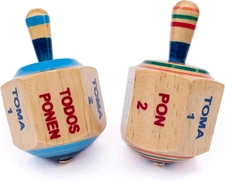 Pirinola Toma Todo Set – Wood Spinning Top Game – Set of 2 - Party Games for Mex
