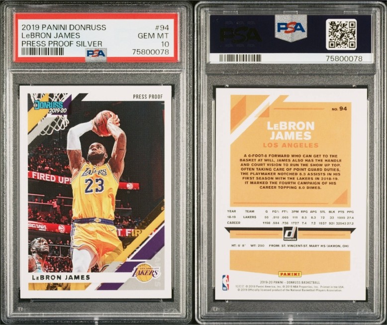 2019-20 Panini Donruss - LeBron James #94 Press Proof Silver /349 PSA 10