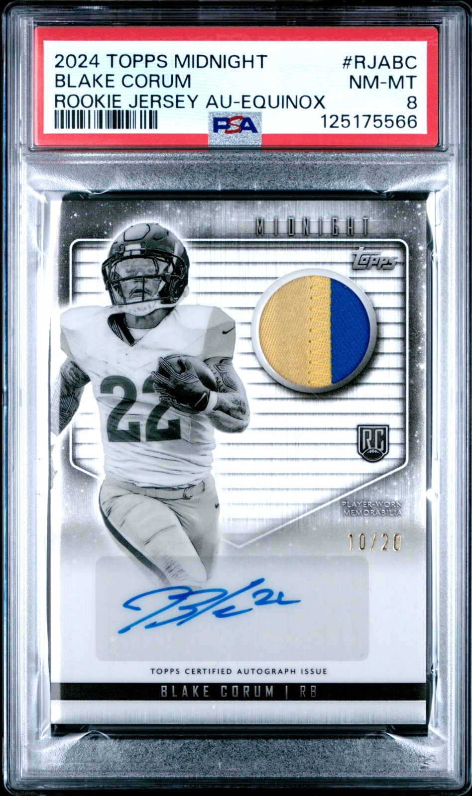 Blake Corum Topps Midnight Rookie Jersey Autographs #RJABC Equinox