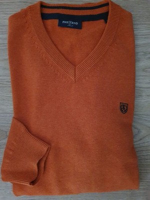 He-Pullover 100% Baumwolle V-Ausschnitt L rusty-red PRE END Maschinenwaschbar