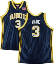 Dwyane Wade Marquette Signed Mitchell & Ness Navy 2002 Jersey w/Insc - LE #3/10