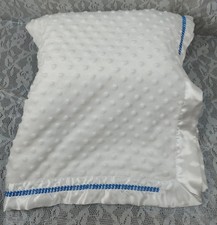 Baby Starters Blanket White Blue Satin Trim Minky Dot Security 30x40 Lovey 2013