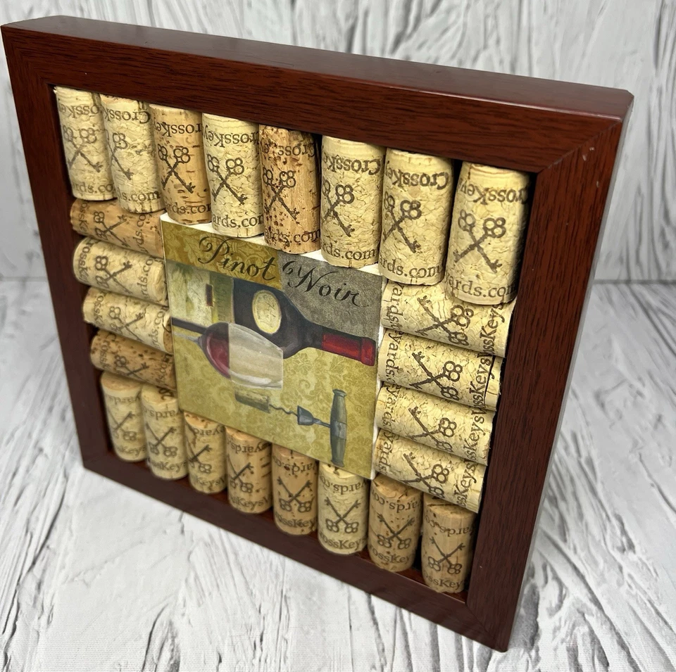 Pinot Noir Wine Cork Board Corkboard 8"x 8" Frame Wall Art Memo Office Organizer - Image 2 of 4