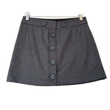 Gap Gray Wool Mini Skirt 6 Lined Button Down Preppy Academia Equestrian