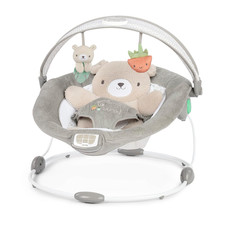 Inlighten Baby Bouncer Seat with Light Up-Toy Bar and Bear Tummy Time Pillow Mat