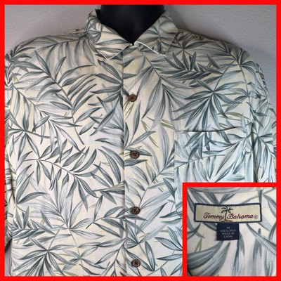 Tommy Bahama Mens Silk Palm Leaf Print Short Sleeve Button Up Shirt M