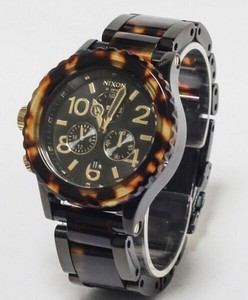 Nixon 42-20 Blk/Tortoise Acetate Watch Nixon Unisex The 42-20 Chrono All Black/Tortoise Watch  main image 2