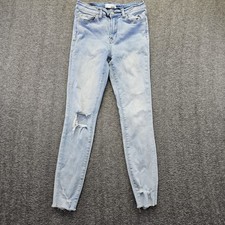 Vervet Jeans Womens Size 28 Light Wash High Rise Distressed Slim Crop Raw Hem