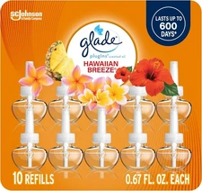 Glade PlugIns Refills 10 Ct Hawaiian Breeze Air Freshener, 6.7 oz Total