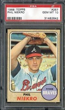 1968 TOPPS #257 PHIL NIEKRO PSA 10 BRAVES HOF