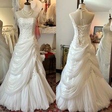 Vintage Wedding Dresses Strapless Lace Beading Ruffles A Line Bridal Gowns