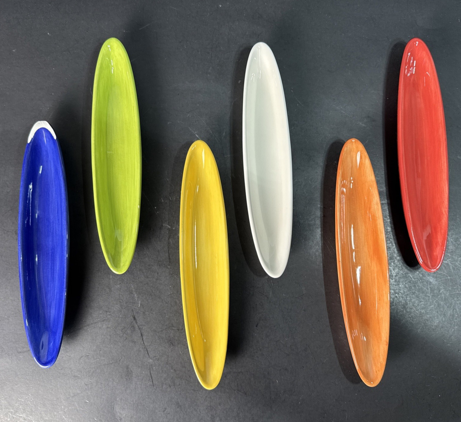 Pottery Barn Colorful Serve Nesting Platters — Ceramic Set of 5 + 1 Free Chipped