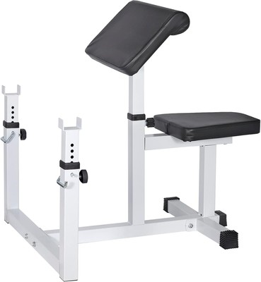 ANT MARCH Preacher Curl Weight Bench Seated Arm Isolated Barbell White, Black 