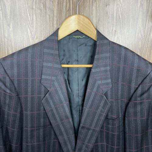 Angelo Donati Couture Sport Coat Mens 44L Black Multicolor Check Two Buttons