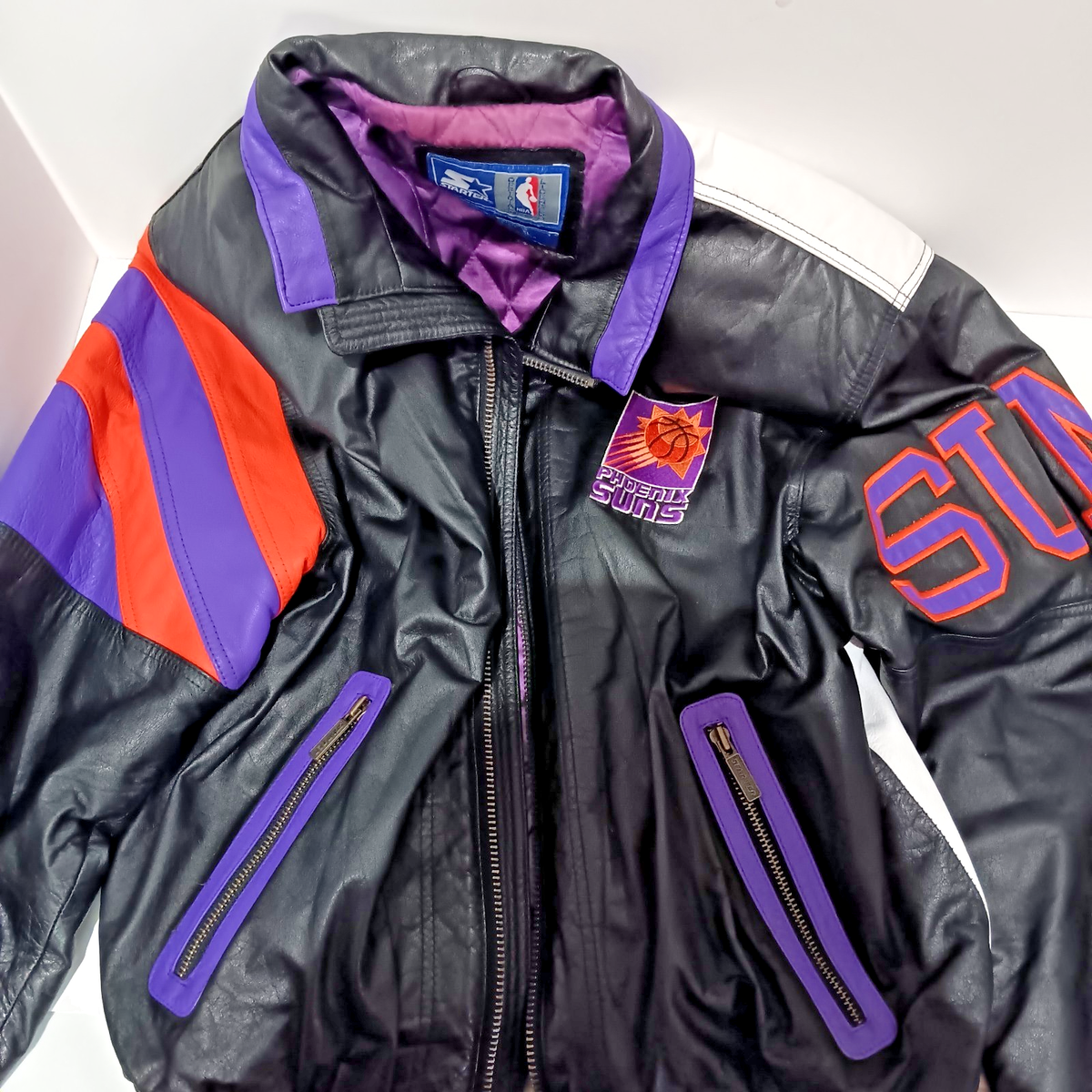 Phoenix Suns Team 90s Vintage Leather Starter jacket - Size XL | eBay
