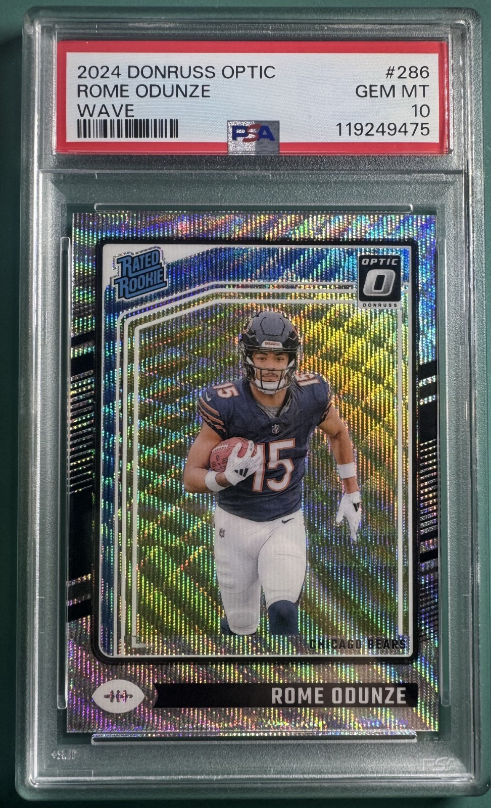 2024 PANINI DONRUSS OPTIC WAVE #286 Rome Odunze RC Rookie 005/300 PSA 10