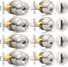 Keyed Alike Entry Handset  Deadbolts Combo Pack, Satin Nickel Finish