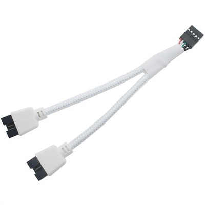 White USB 2.0 Dual 9 Pin Extension Cable Internal Computer Motherboard Wire