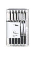 TUL Retractable Gel Pens, Fine Point, 0.5 mm, 12 Pack, Black Ink.