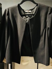 Roz Ali Textured Top Clasp Closure Black Career Blazer Women's Size Large