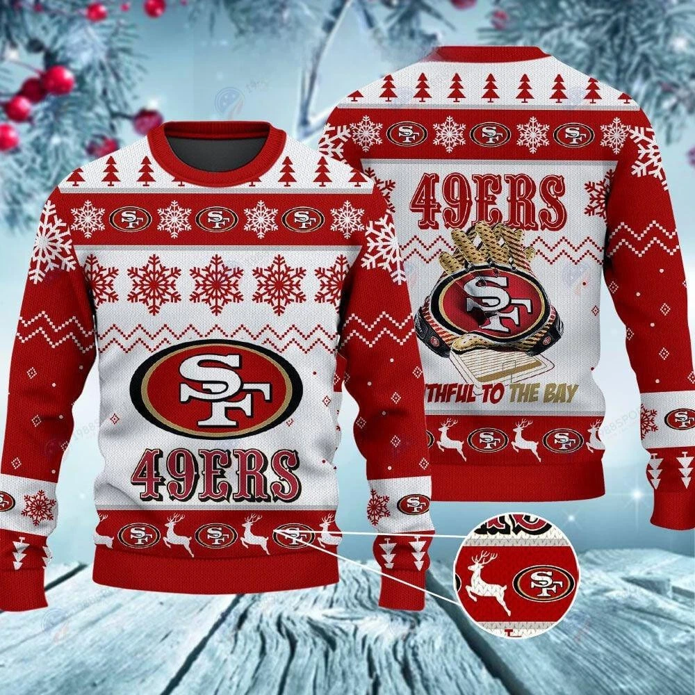 49ers Faithful To The Bay Christmas Ugly Sweater