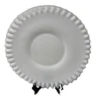 SET OF 2 VTG Fenton Silver Crest Milk Glass Ruffled Edges  Plates 10 1/2''