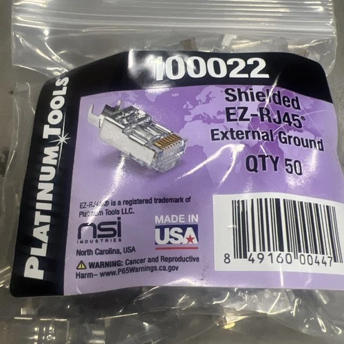 Platinum Tools 100022 EZ-RJ45 Shielded Cat5e/6, 50 Piece