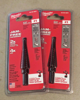 Milwaukee  Jam Free 1/8- 1/2 Step Drill Bits Metal # 48-89-9201 - 2 PACKAGES!!