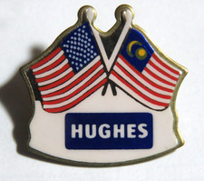 Hughes Aircraft US Malaysia Friendship Flag Vintage Lapel Pin _ Hat Pin