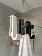 Shower Glass Towel Hook | One or Two Hooks | Fits Glass up to 11mm | 19 Colours