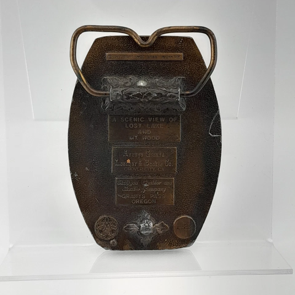 State of Oregon Lost Lake Mt. Hood View 1977 Belt Buckle by Bergamot Brass Works - Image 3 of 4